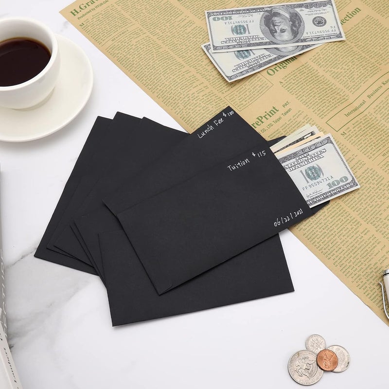 Keketer 100 Pack Cash Envelopes 6.7x3.5 Fit for Envelope Money Saving Challenge, 120 GSM Thick Money Envelopes for Cash Saving, Budgeting, Check, Coin, Tickets, small items & collectables Black - Image 4